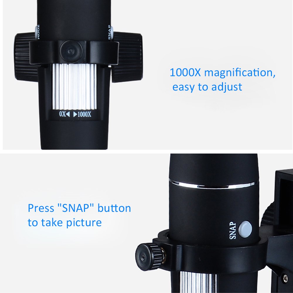 Portable USB Digital Microscope 1000x Magnification Camera 8 LED with Observation Base Stand - Image 4
